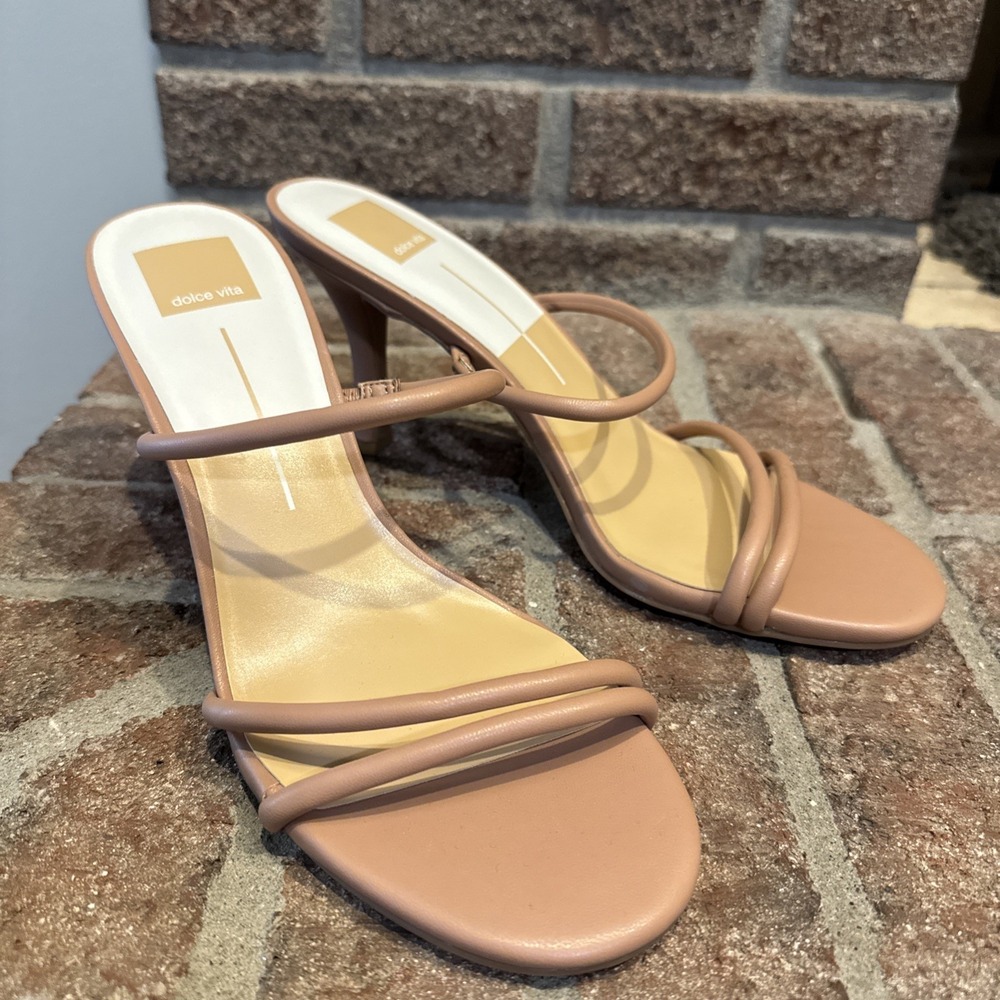 Dolce Vita Womens Sandals Light Brown Stilleto‎ Heel Slides Size 10 #512